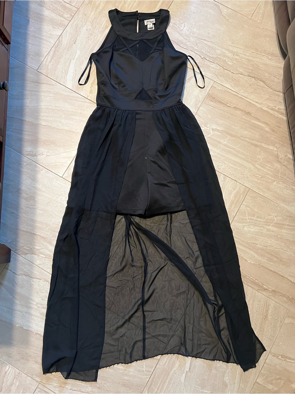 Sweet Storm Black High-Low Sheer Overlay Dress